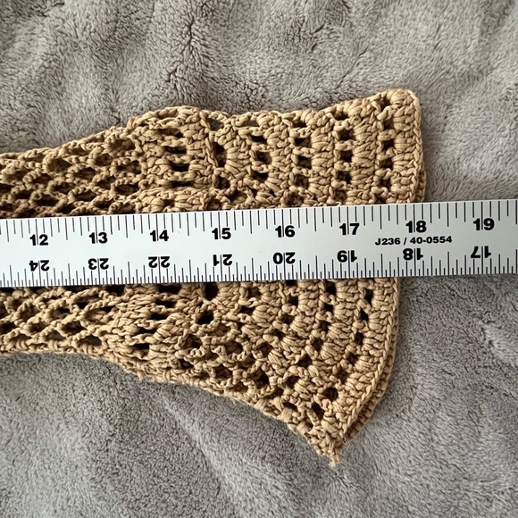 Jones New York Open Knit Cardigan Sweater Button Front Tan Neutral L/XL Boho - Picture 12 of 13